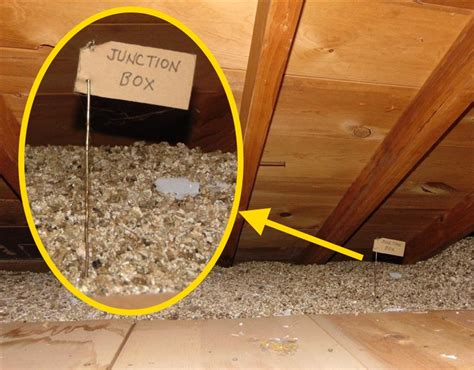 attic insulation near electrial junction boxes|covering attic junction boxes.